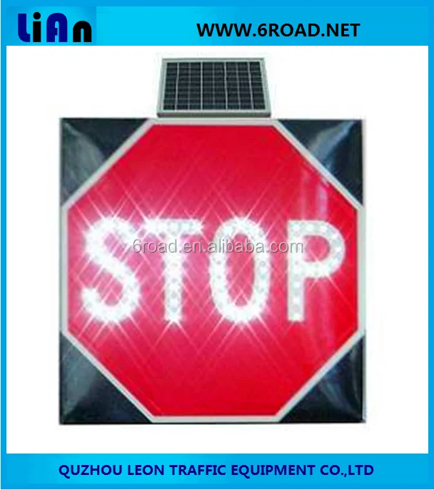 STOP Solar Powered Road LED Flashing Signs