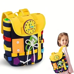 Develop Fine Motor Skills & Basic Life Skills With Busy Board Toddler Backpack - Learn To Tie Shoes & More - Ideal Toy