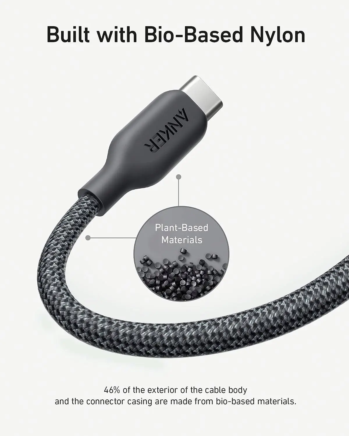 Anker 544 Cable  USB C to USB C Cable (240W, 6 Ft) Bio-Braided USB C Charger Cable Fast Charge for MacBook Pro iPad Pro