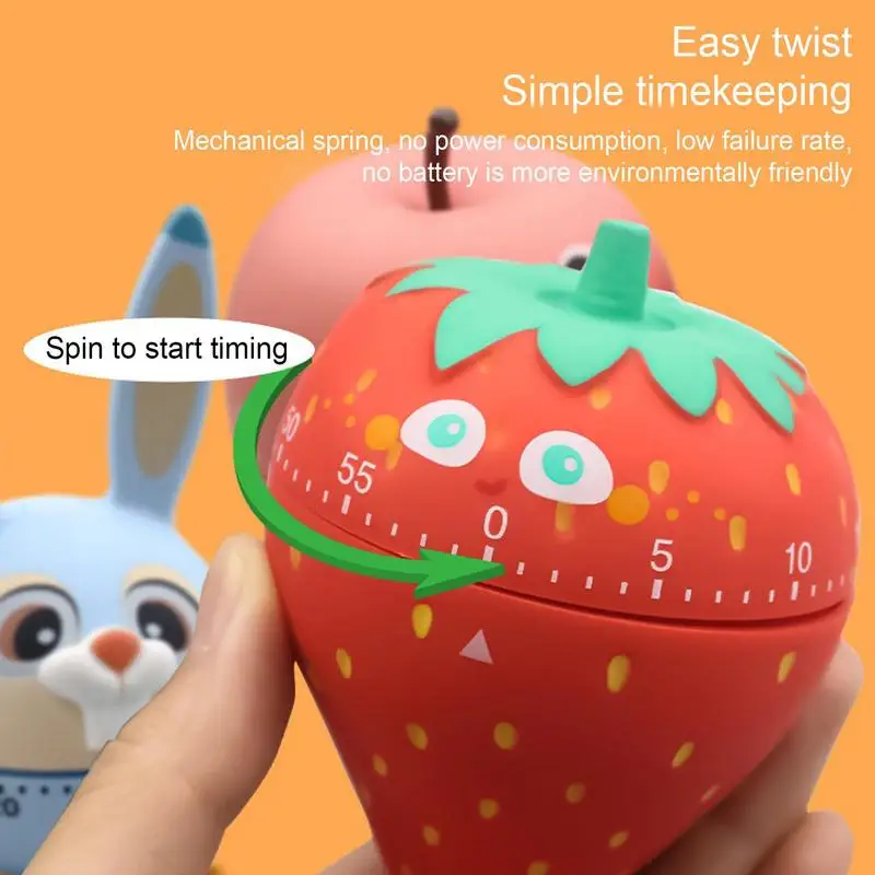 Wind Up Timer 360 Degree Rotating Strawberry Shape Kitchen Cooking Timer Durable Countdown Products For Classroom Home Kitchen