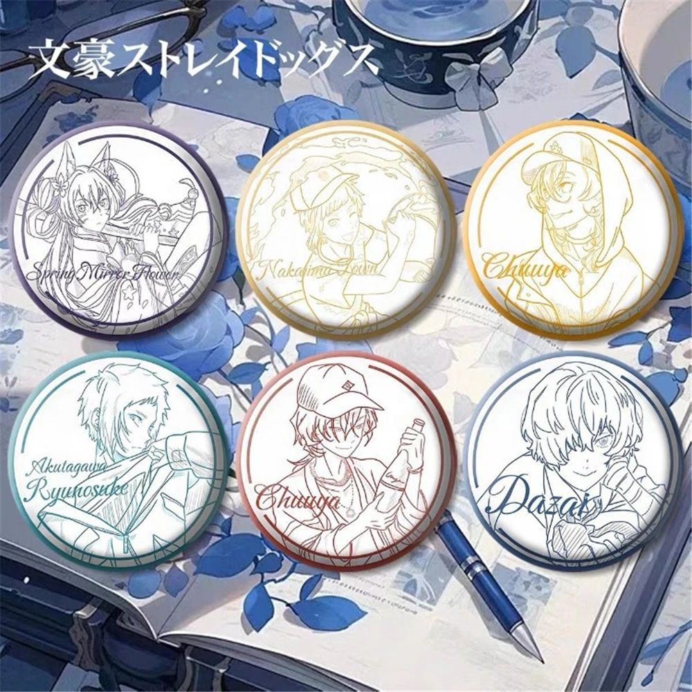 58mm Anime ‌Bungo Stray Dogs Dazai Osamu Nakahara Chuuya‌ Cosplay COSTUME Badge Pin SPTE Tinplate Brooch﻿ Prop Xmas Gilf