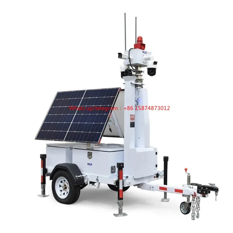 Chinese brands 2 Sol ar Panels Mobile Security CCTV Trailer surv eil lance cam era for Mobile & Trailer Applications