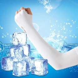 1 Pair Summer Finger Sleeve Ice Cool Wearing High Elastic Elbow Spring Outdoor Riding Fingerless Fishing Custom Ice Silk Sleeve