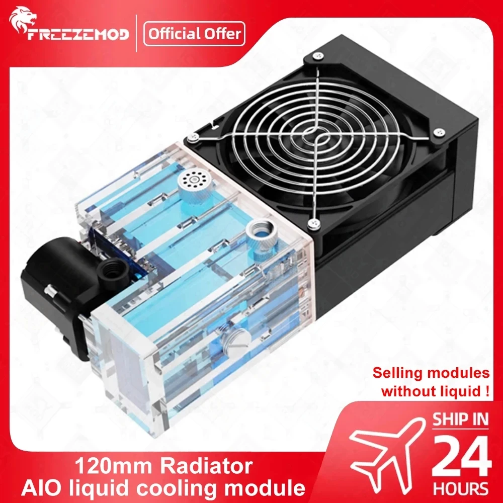 

FREEZEMOD AIO Liquid Cooling Module with Fan 2800rpm 120mm Copper/Aluminum Radiator 4m/9m Head Pump G1/4 Thread SLMZ-T-120