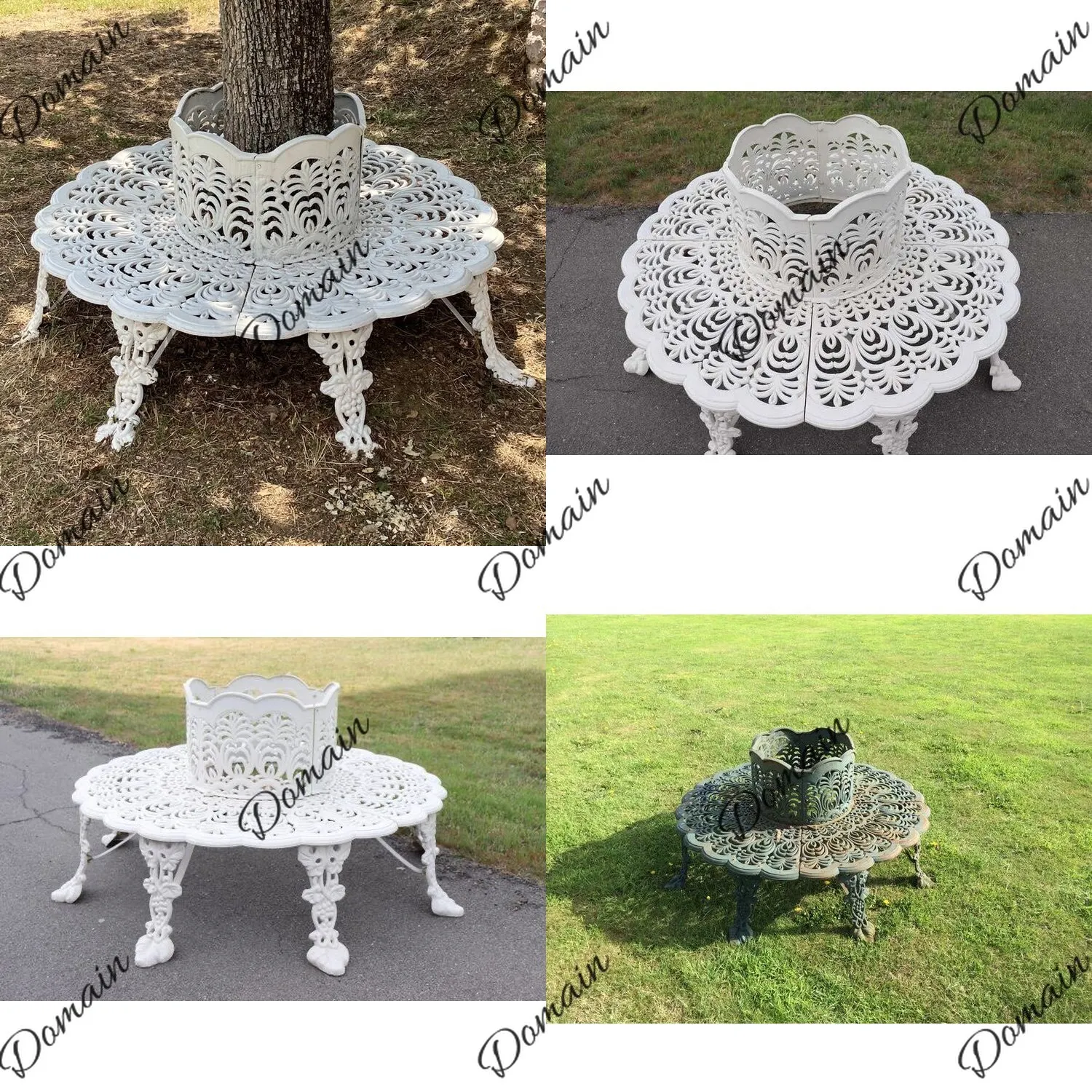Italian Garden Cast Iron Tree Bench Planter Durable Outdoor Seat Floral Decor