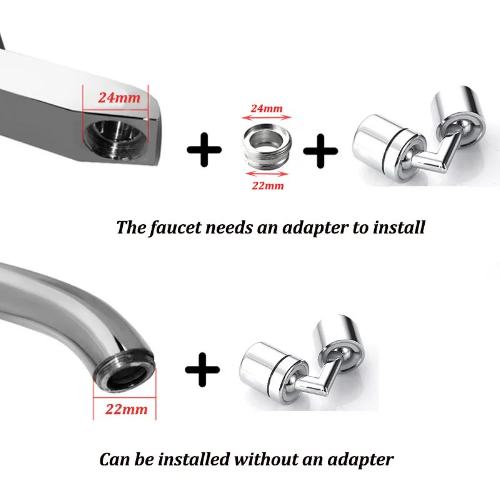 stainless steel 720°Rotation Faucet extender Universal Splash-proof Saving Faucet Sprayer Head Bathroom kitchen Extender Adapter