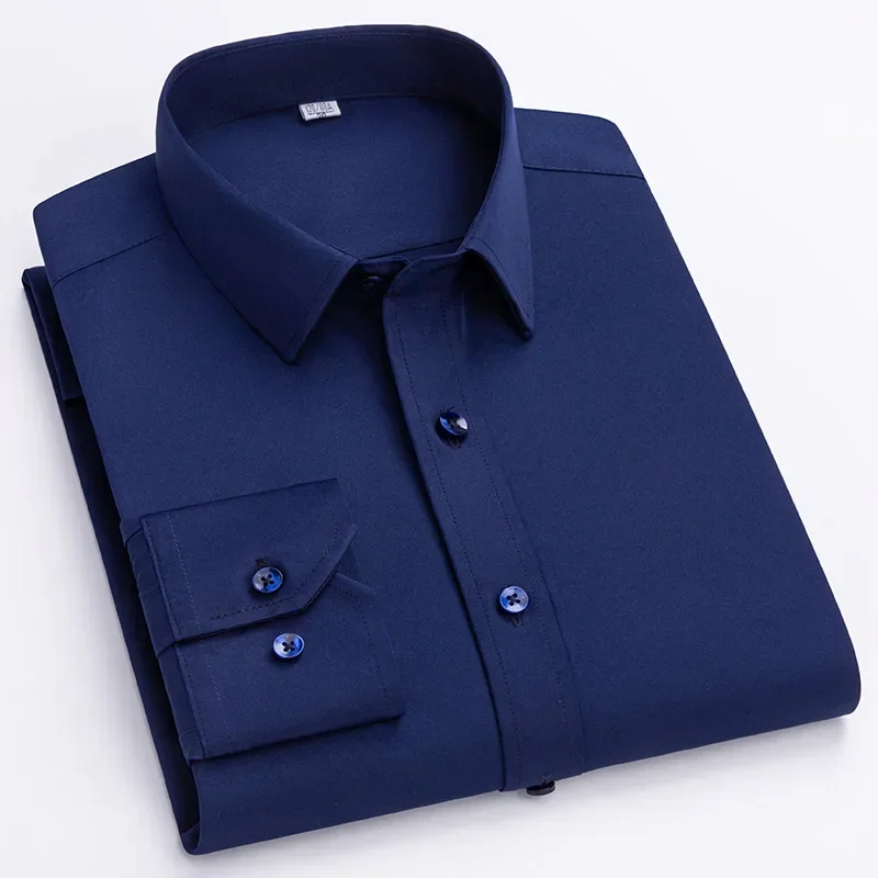 

Men's Long Sleeve Fashion Shirt Designer Style Business Elastic Wrinkle Resistant Soft Comfortable Classic Solid Color Purple