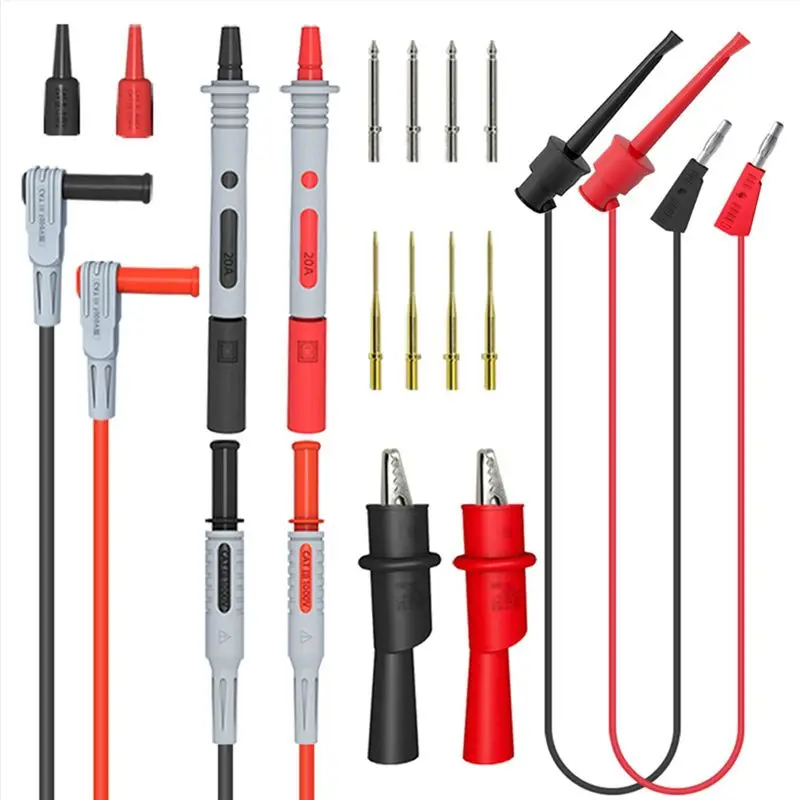 2026 New P1308B 18PCS Test Lead Kit 4MM Banana Plug Replaceable Multimeter Probe Alligator Clip