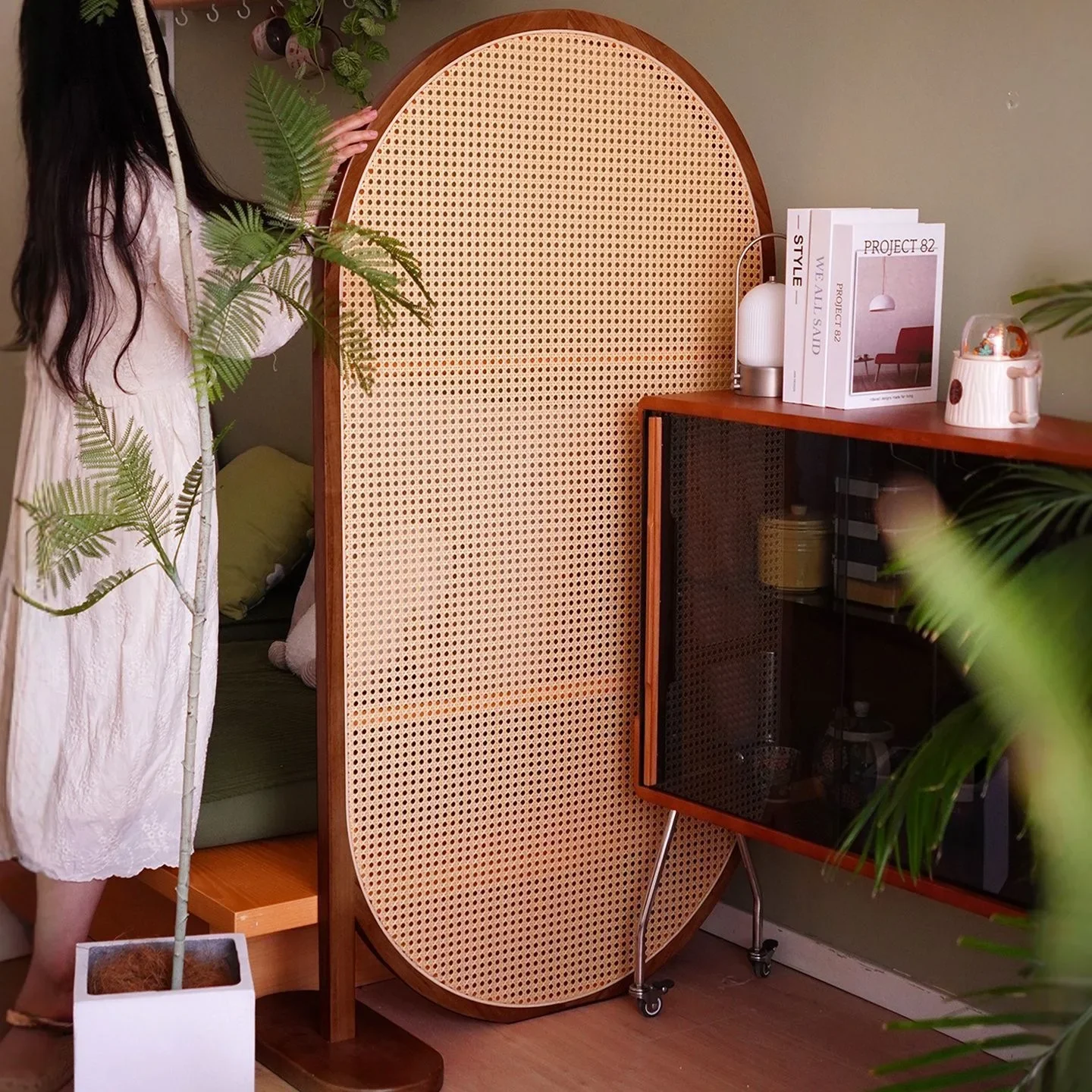 Chinese retro original solid wood rattan screen partition blocks the Song's aesthetic entrance, living room, bedroom entrance