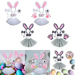 Animal Bunny Costume Cosplay Hairband Bowtie and Tail Photo Props Skirt Modern for Stage Shows Carnival Dress up Masquerade Kids