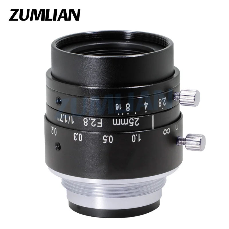 ZUMLIAN 25mm 1/1.7 inch Industrial Lens C-Mount Cameras 12Megapixels High Resolution F2.8-16 Manual Iris Lens for Machine Vision