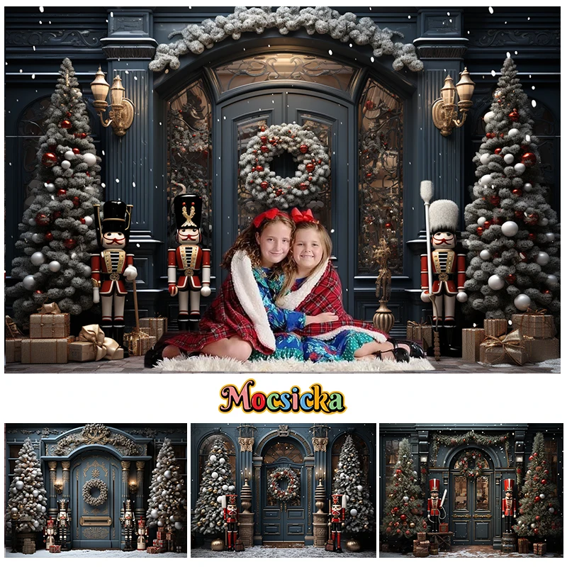 

Mocsicka Christmas Toys Store Background For Children Portraits Holiday Party Photography Xmas Tree Wreath Gift Box Decoration