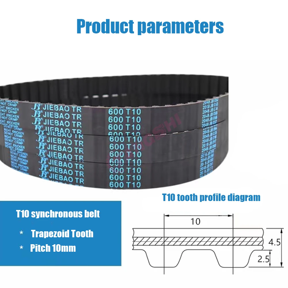 

T10 Timing Belt 15mm Width Selectable Length from 760/770/780/790/800/810/820mm to 1260mm for Industrial Equipment And Machinery