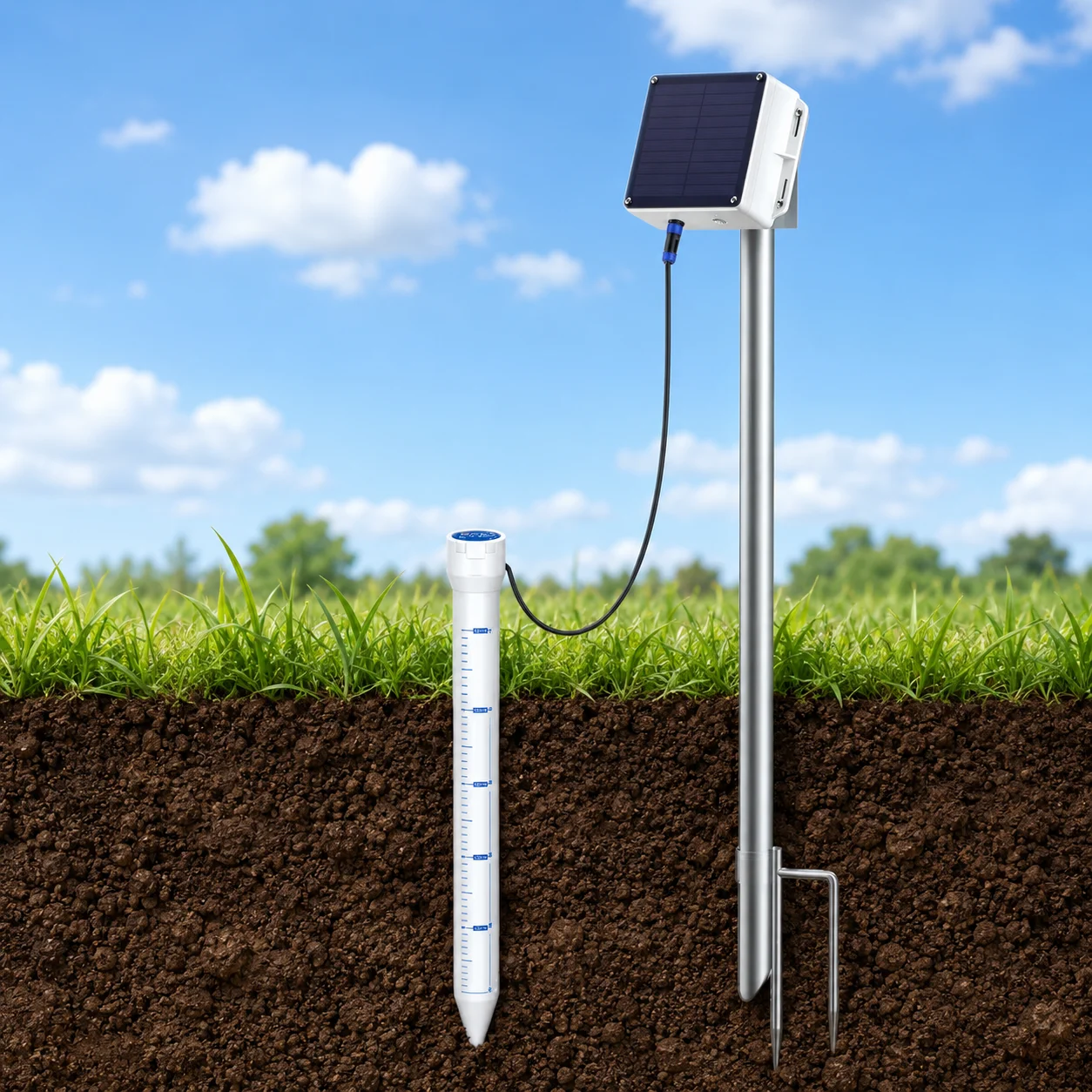 Multi Depth Soil Moisture Temperature Probe With PVC Tube For Smart Farm Irrigation System