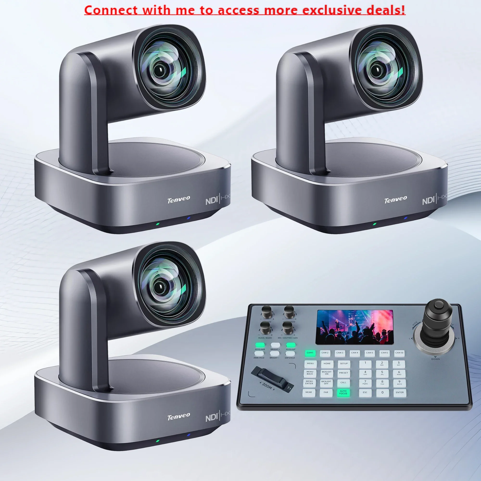2025 Professional Conference System VL12U-NDI(3pcs)+KB200PRO 4k 12X Zoom And 4D Jostick Controller For Live