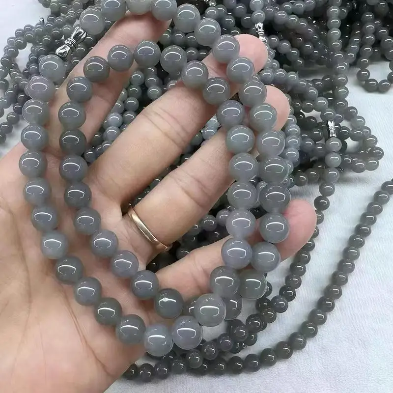 Hetian Jade In Smoky Purple 8Mm Necklace Material Is Delicate, Fashionable, And Versatile