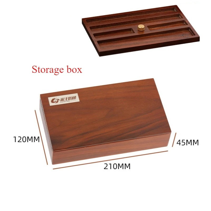 ウォールナット材可動式収納ボックス　ホットスタンプ銅型　T型文字　木目調　英語デジタルシンボルロゴ　金箔型