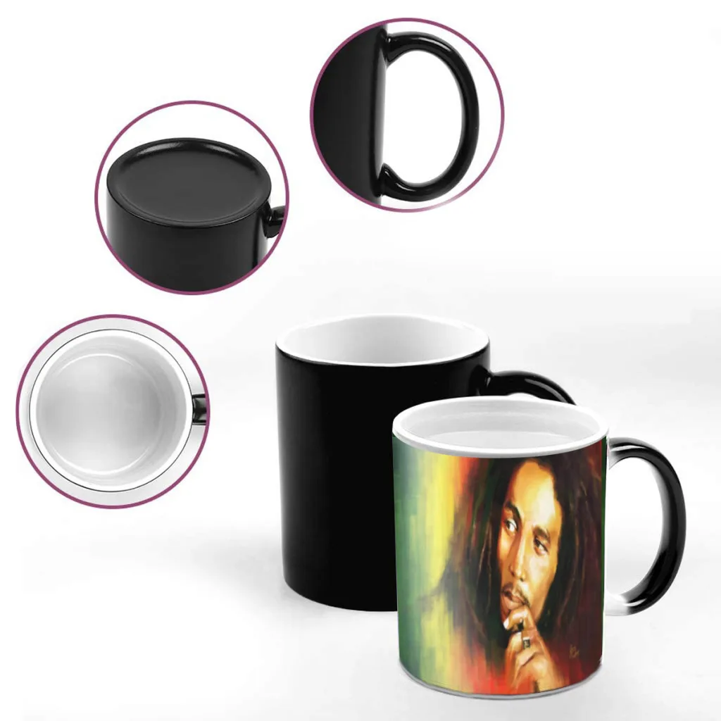 Rusty Bob Marley Metal Singer Creative Change-ceramic Mug Heat Revealing Coffee Cup Breakfast Cup Mug Friends Gift