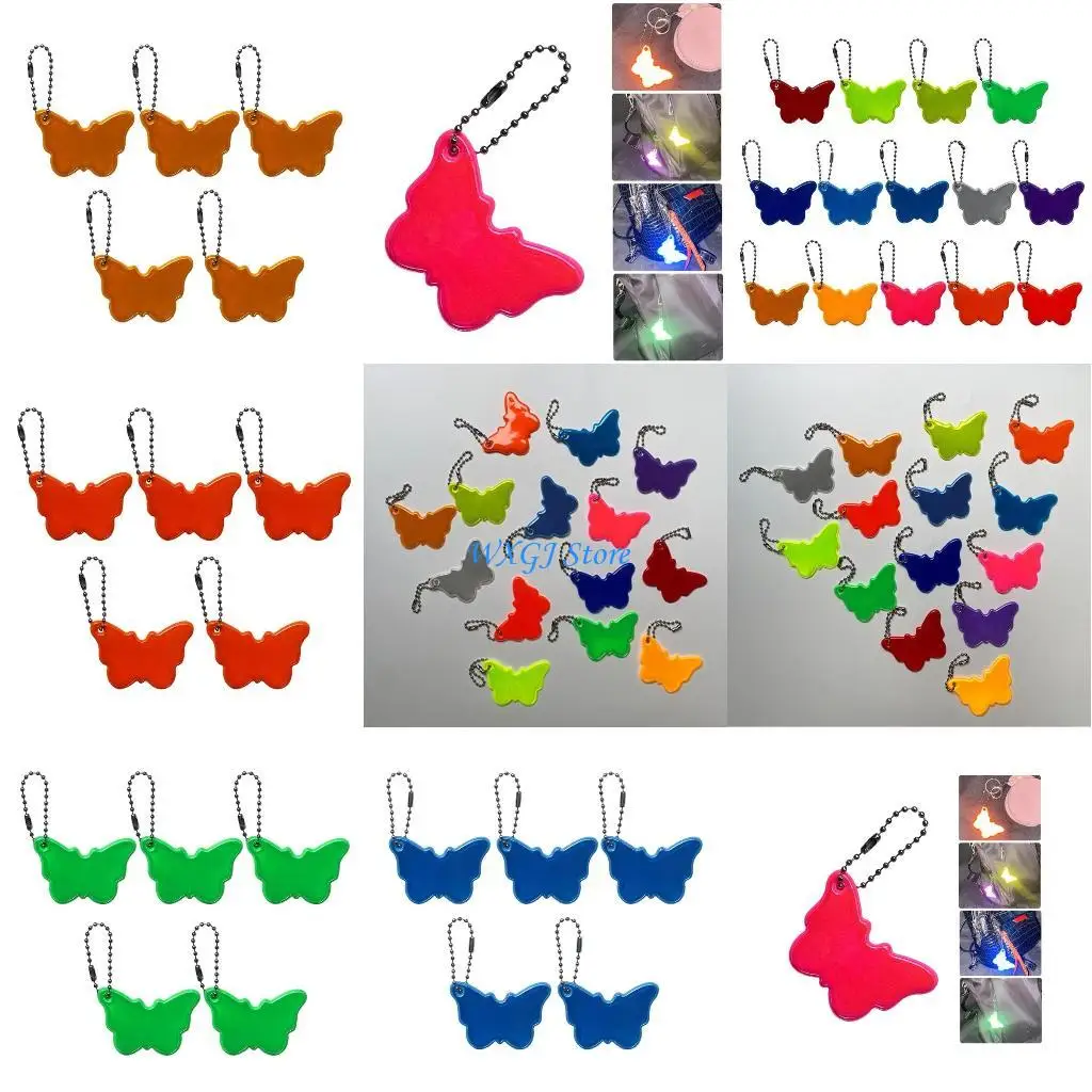 

37JE High Visibility Reflective Keyring Car Ornament Bag Charm for Night Safety PVC