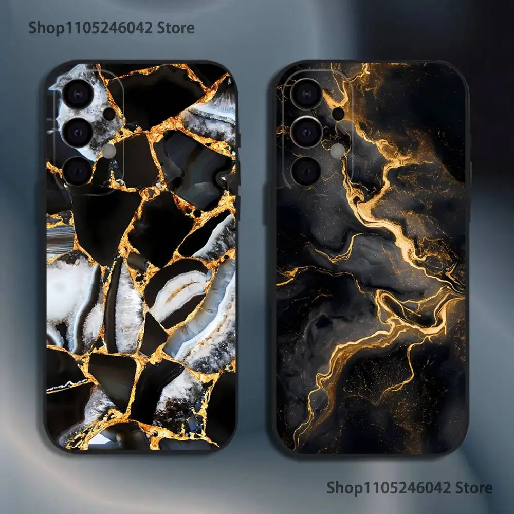 

B-Black Gold Marble Art Phone Case For Samsung S25,S24,S21,S22,S23,S30,Ultra,S20,Plus,Fe,Lite,5G Black Cover