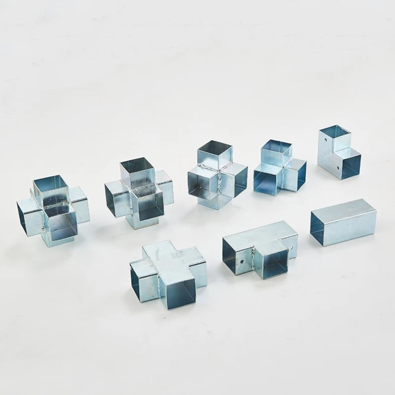 4PCS 20MM Square tube 90 degree right angle two way three-way iron tube guardrail square tube connector