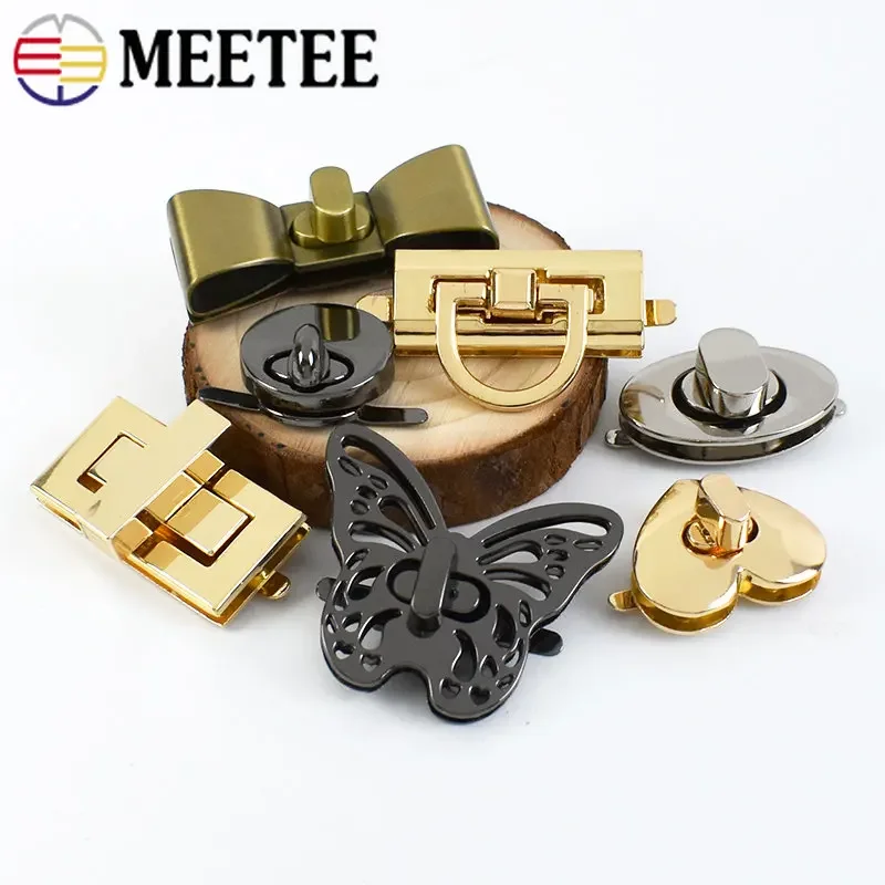 2Pcs Meetee Bag Clasp Clip Buckle Metal Turn Lock Closures for Handbag Purse Hardware Clasps Making Supplies Accessories