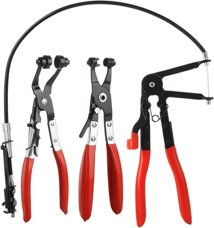 

3Pcs Hose Clamp Pliers Kit, Long Reach Wire Spring Hose Clamp Plier Wire Long Clip Removal Tool, 45 Degree Angled Hose Clamp Pli