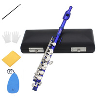 SLADE Blue C Key Piccolo Half-Size Flute  C-shaped Piccolo with Box Cleaning Cloth Rod Gloves Set for Beginner Students