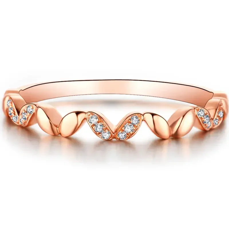 

Solid 14k Rose Gold Ring Natural Diamonds Wedding Band Engagement Ring for Women Trendy Anniversary Valentine Gift Fine Jewelry