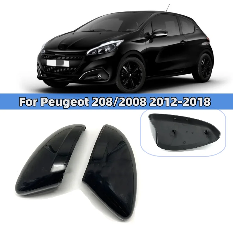 Black/White/Carbon Look Car Side Rear View Mirror Covers For Peugeot 208 2008 2014 2015 2016 2017 2018 Replacement Mirror Caps