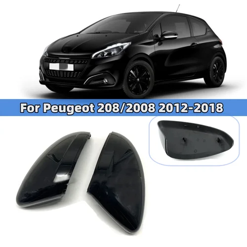 Imagen 1 del producto Cubiertas de espejo retrovisor lateral de coche con apariencia negra/blanca/carbono para Peugeot 208 2008 2014 2015 2016 2017 2018 tapas de espejo de repuesto