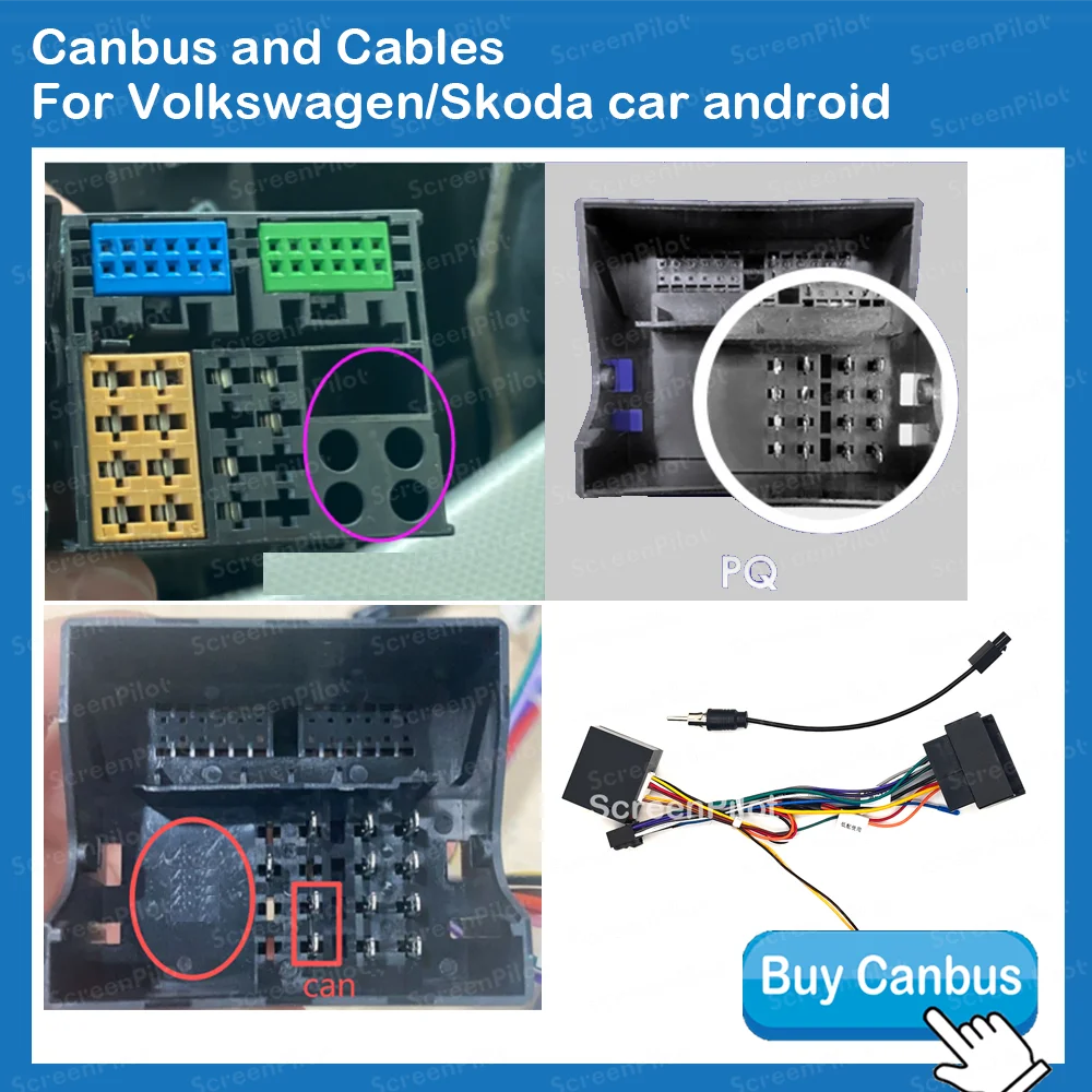 Android Radio Cable Accessories For Volkswagen Golf 5 6 Polo Passat Tiguan Jetta Touran Skoda Navi Radio CANBUS BOX VW-RZ CANBUS