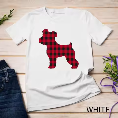 Red Plaid Miniature Schnauzer Dog Lover Christmas Pajama Unisex T shirt