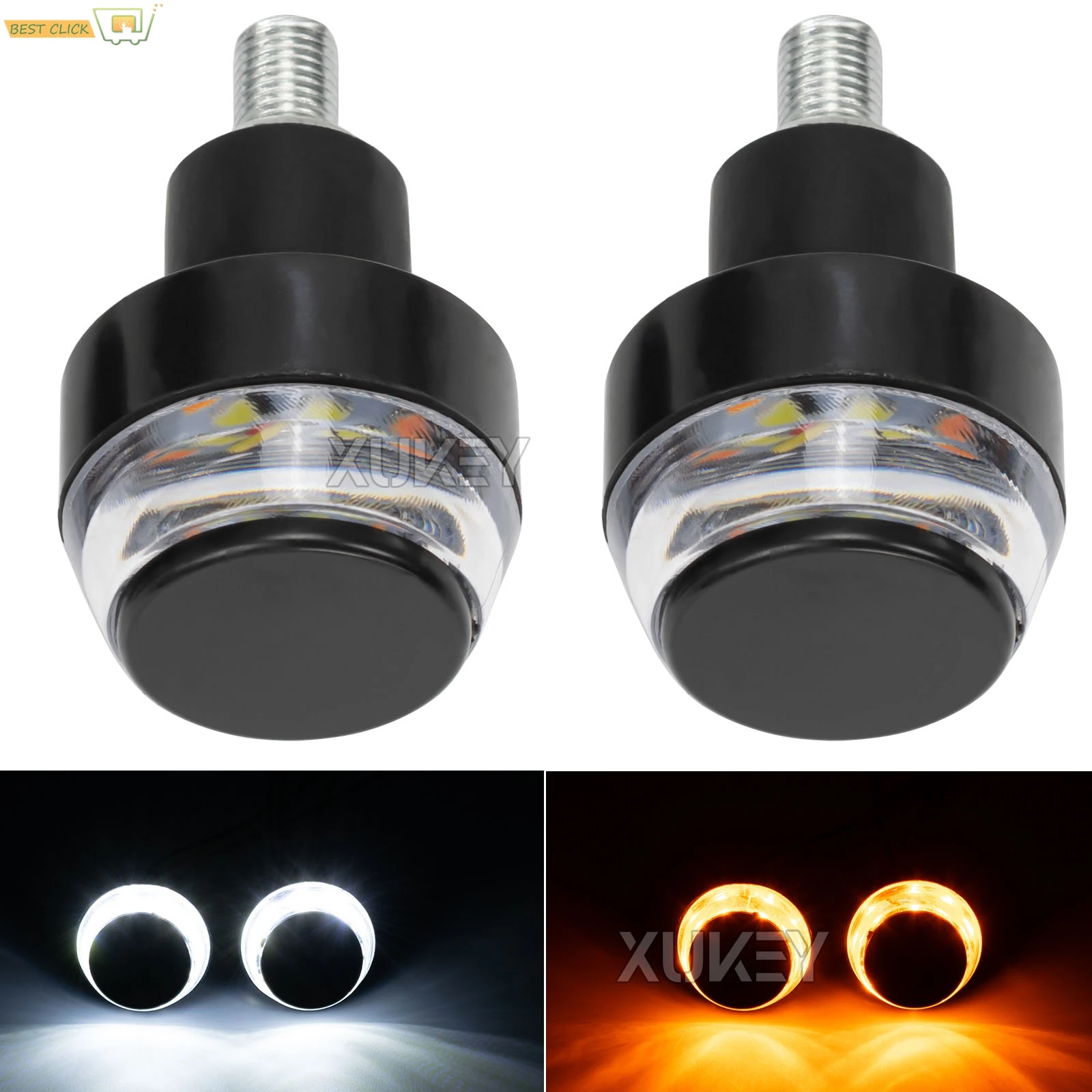 Motorcycle Turn Signal Light Handlebar End 12LEDs Scooter Blinker Front Light for Chopper Sportster Cruiser Cafe Racer Classic