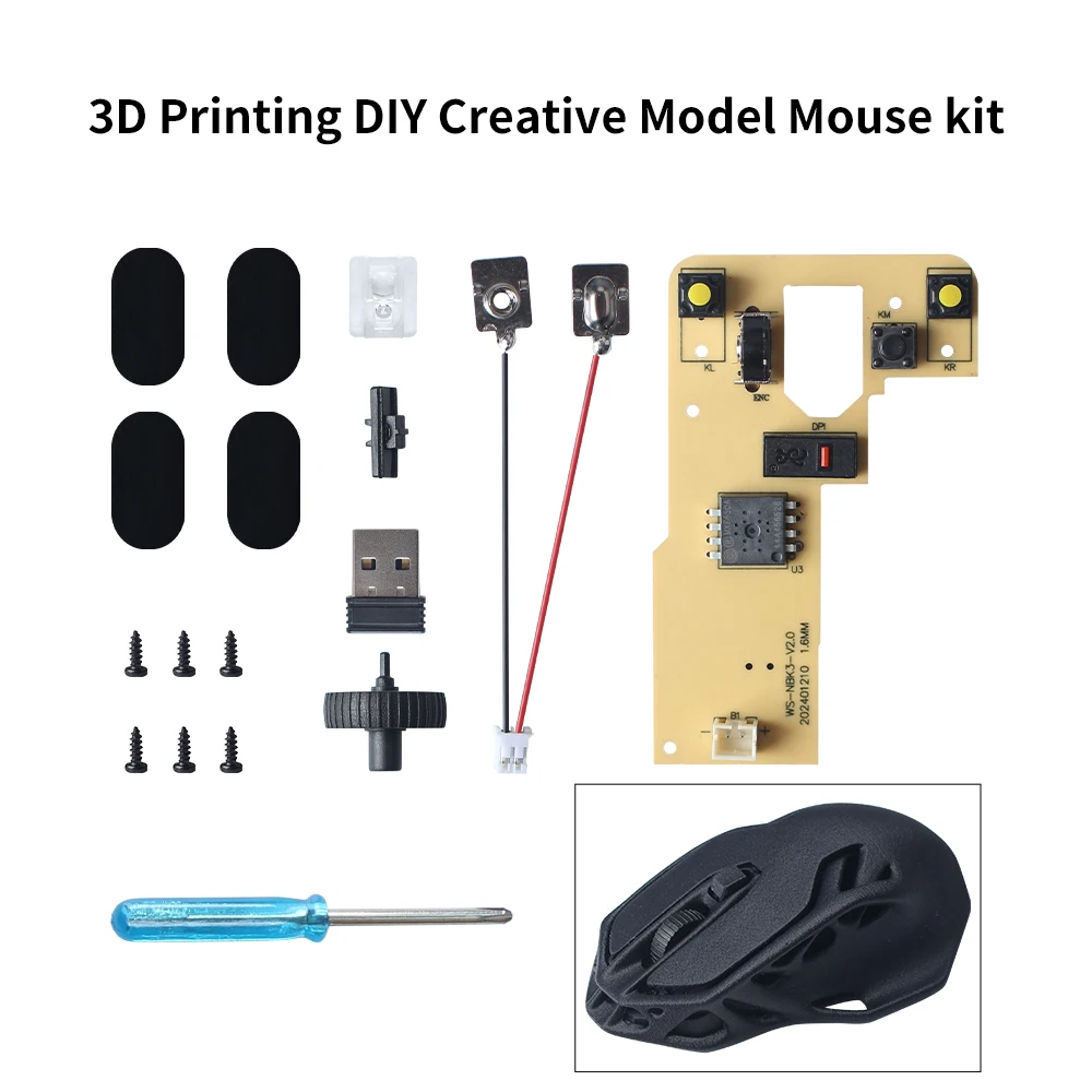 For Bambu Lab DIY 3D Printing Creative Model Wireless Mouse Components Kit 3D Printing Accessories Wireless Mouse