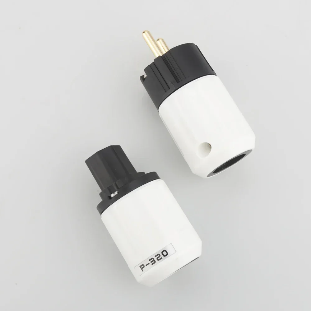 Hi-End P320 + C320 24K ปลั๊กชุบทอง EU Schuko อะแดปเตอร์ยุโรปขั้วต่อไฮไฟสายออดิโอ