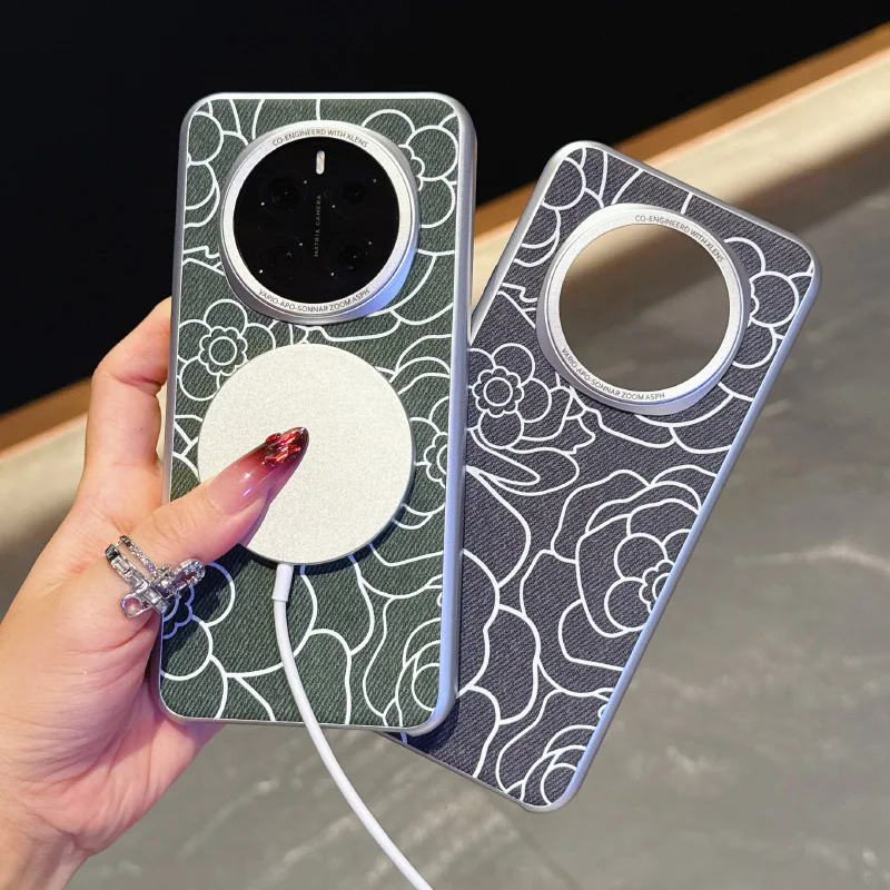 

Магнитный роскошный однотонный кожаный чехол Magsafe без границы в китайском стиле для Honor Magic 7 Pro X60 Pro, чехол-бампер