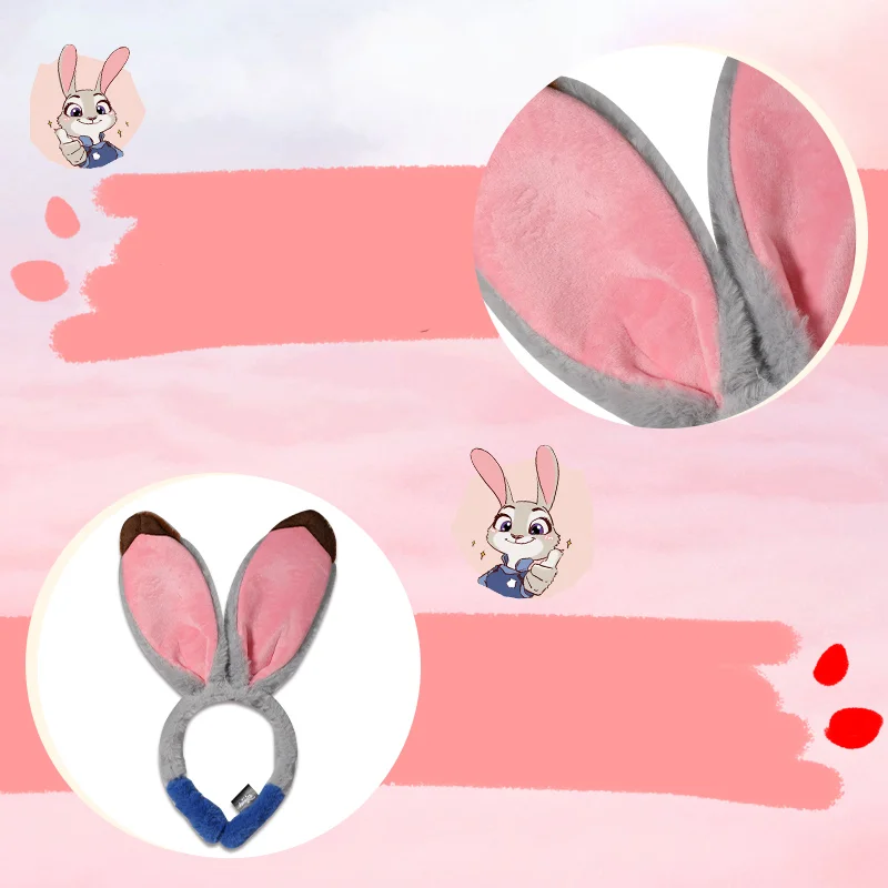 2025 Zootopia Judi Nick Ear Headband Amusement Park Hair Hoop Sequin Mesh Party Headwear Birthday Christmas Present