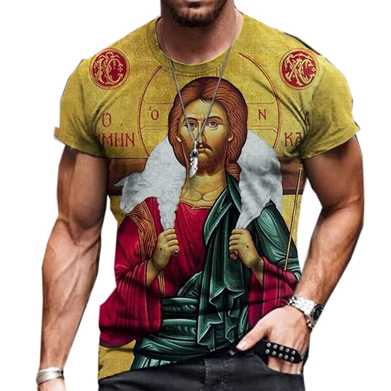 Jesus Christ Graphic T Shirt Cross 3D Print Men Woman Short Sleeve T-shirts Fashion Streetwear Harajuku Kids Tops Tees Clothing