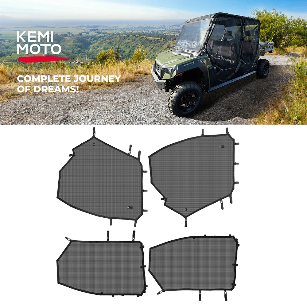 Side Window Net Doors Mesh Ventilation Tear-Resistant UV Protection 4-Door UTVs Mesh Guard For Tracker 800SX CREW 2020-2024 PVC