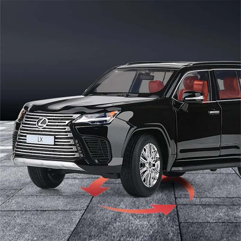 1:32 LX600 SUV โมเดลรถยนต์อัลลอยด์ diecasts ของเล่นโลหะ off-road โมเดลรถยนต์สูงจำลองเสียงและแสงเด็กของเล่นของขวัญ