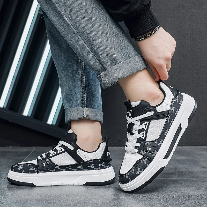 Zapatos de Skateboard con estampado de letras de tendencia para hombre, zapatillas planas de marca de alta calidad, zapatos de Skate con plataforma para hombre, zapatillas de skate