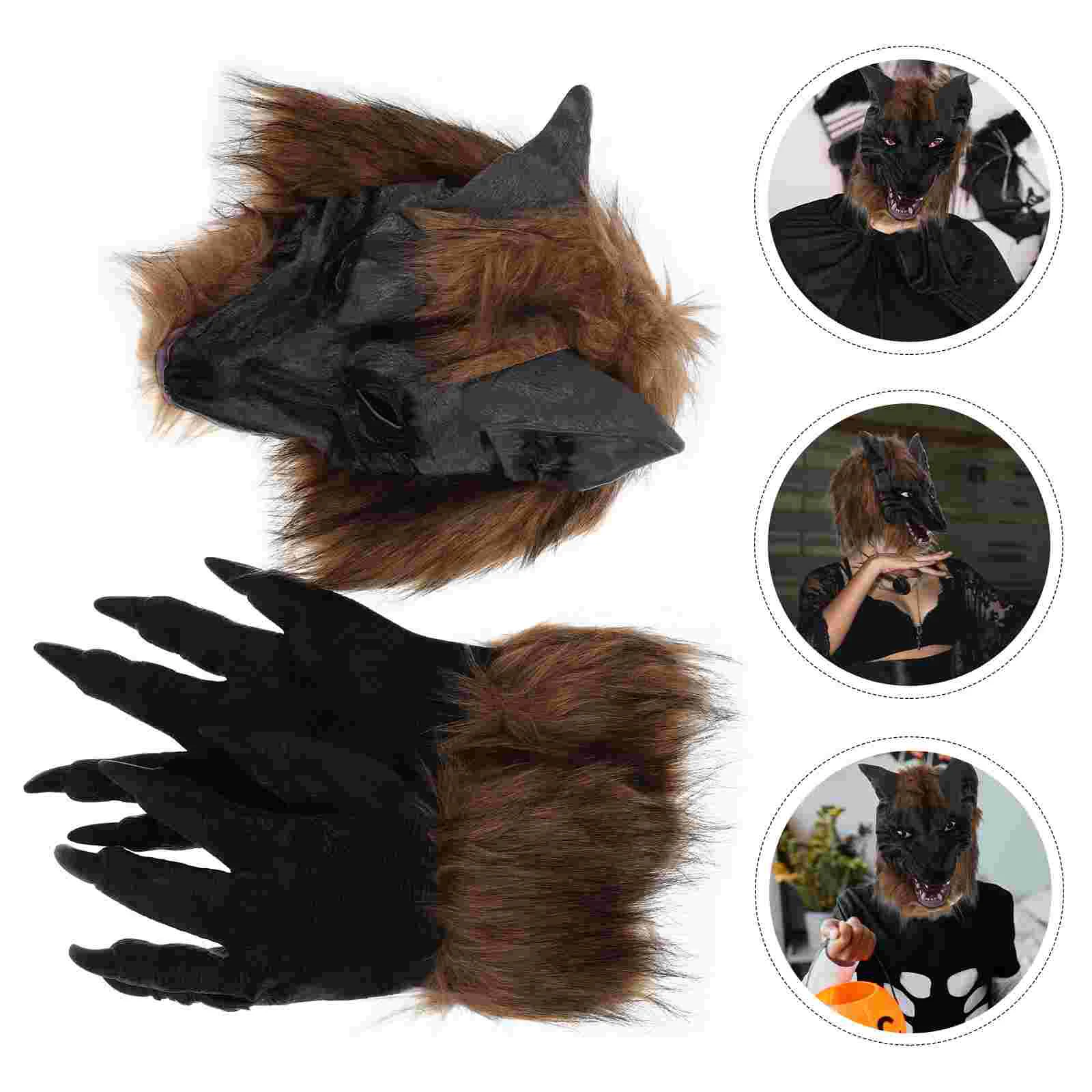 

Wolf Mask Adult Halloween Costumes Costume Werewolf Cosplay Head Adult Gloves Scary Animal Up Dress Claws Men Kids Horror Claw