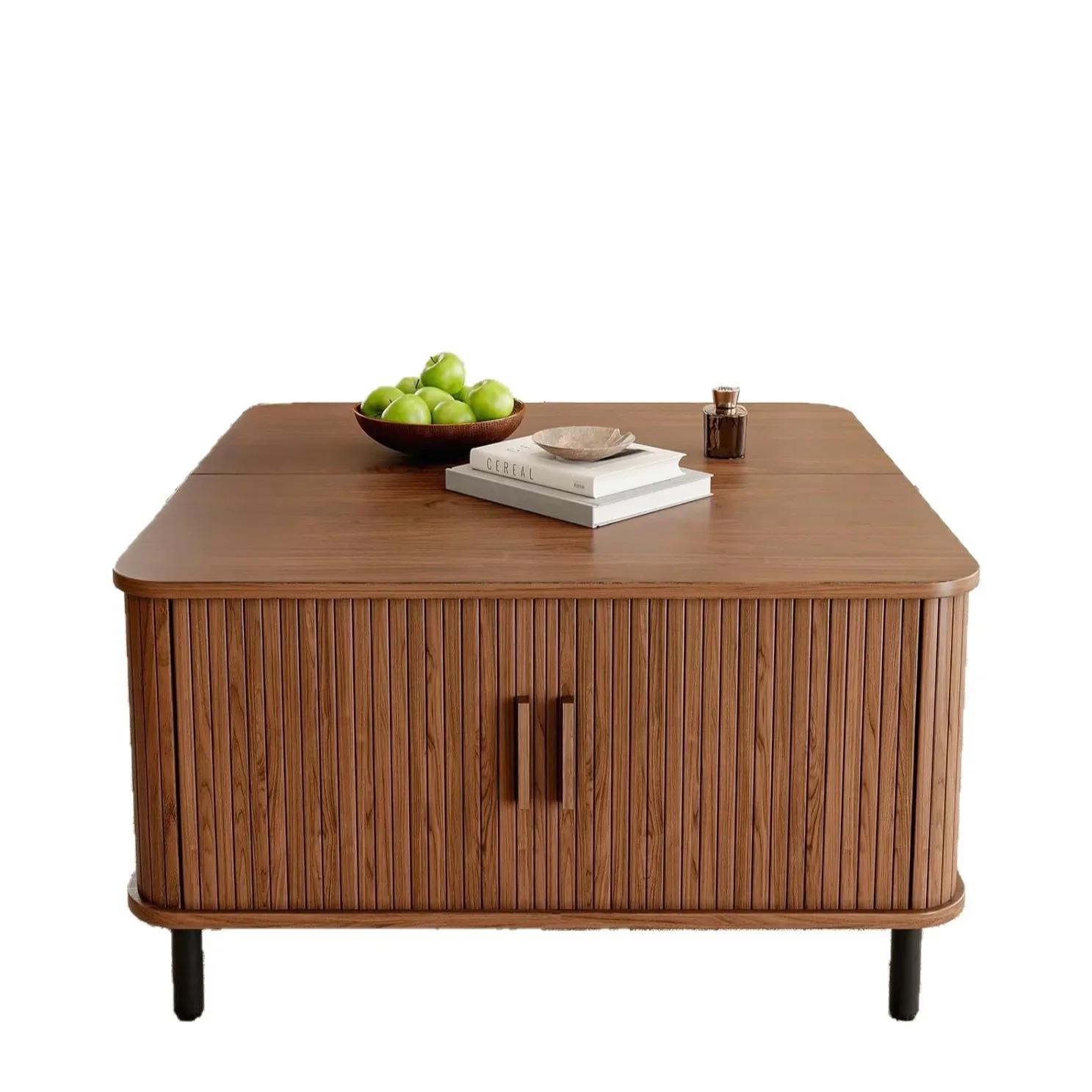 Modern Simple Solid Wood Walnut Lifting Folding Coffee Table for Living Room for Home Reliable Performance Anti-Tip Design