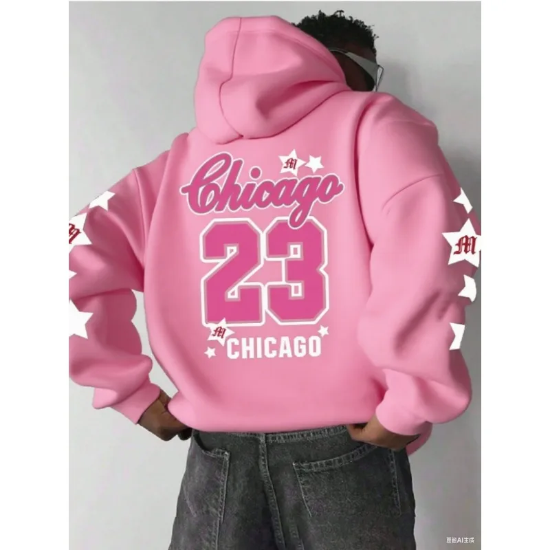 الرجال شيكاغو 23 أغطية رأس مطبوعة لخريف/شتاء المرأة عادية فضفاض Y2k تنفس التجفيف السريع البلوز الهيب هوب هوديس القمم