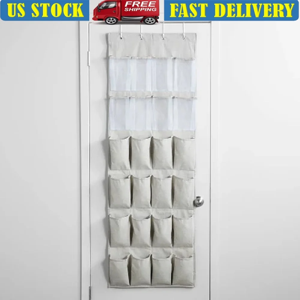 

Over The Door 24 Pocket Mesh Shoe Organizer Hanging Storage Solution Shoes Accessories No Assembly Required Space Saving Design