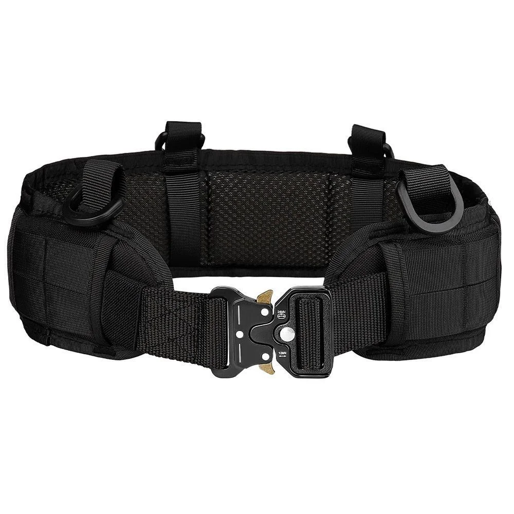 Tactical Waist Belt with Detachable Pouch Quick Release Buckle Outdoor Utility Gear for Hiking Camping Fishing Military Training