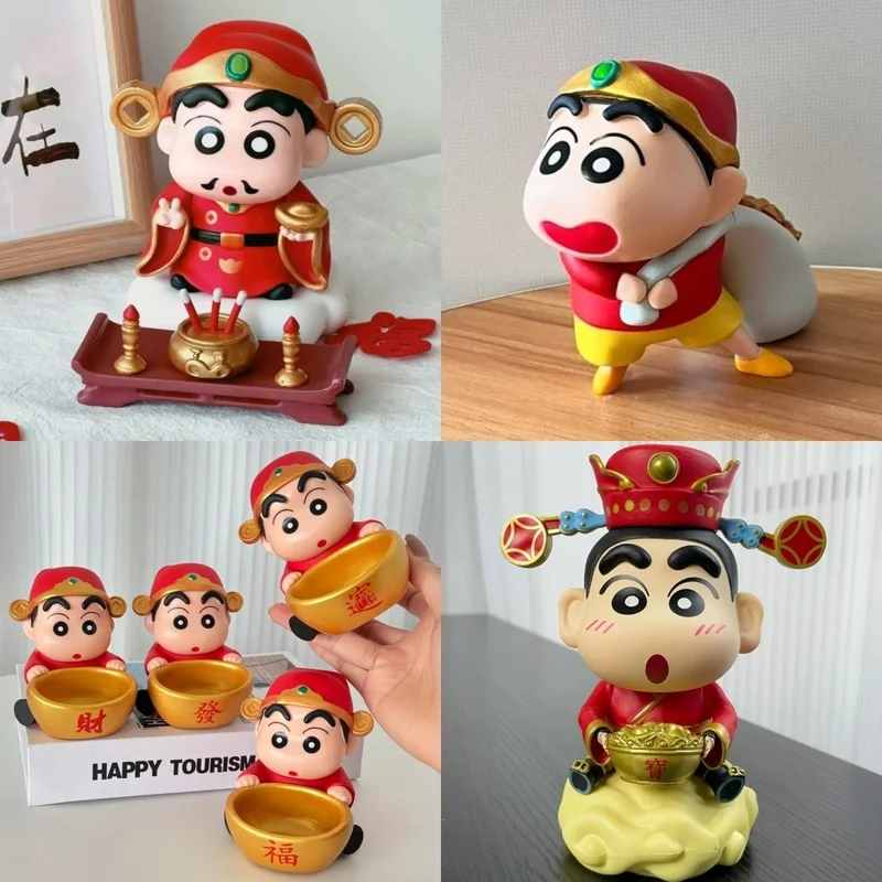 

Christmas Or New Year Crayon Shin-Chan Brings Wealth God Of Wealth Gives Lucky Treasure Pots Decorations Figurines Cute Gifts