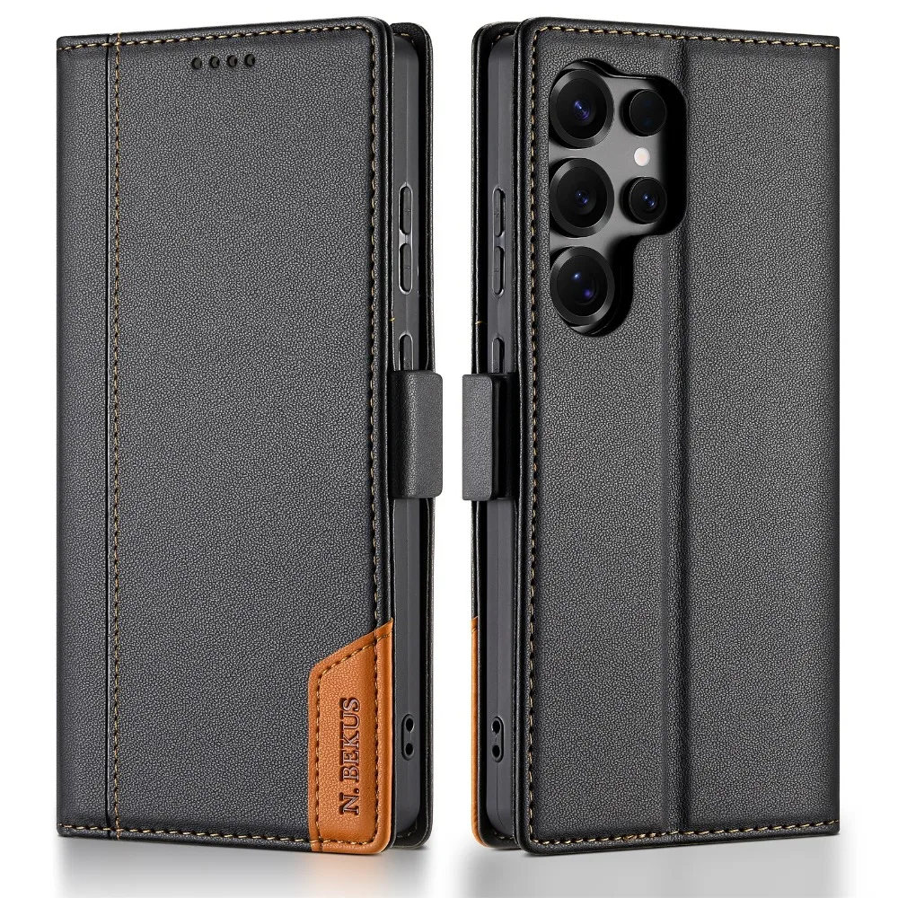 Funda de Cuero de Lujo Tipo Libro para Samsung Galaxy S26 Ultra 5G 2026, Funda con Tapa, Protección RFID 360, Funda Cartera para Samsung S26 Pro S 26 Plus