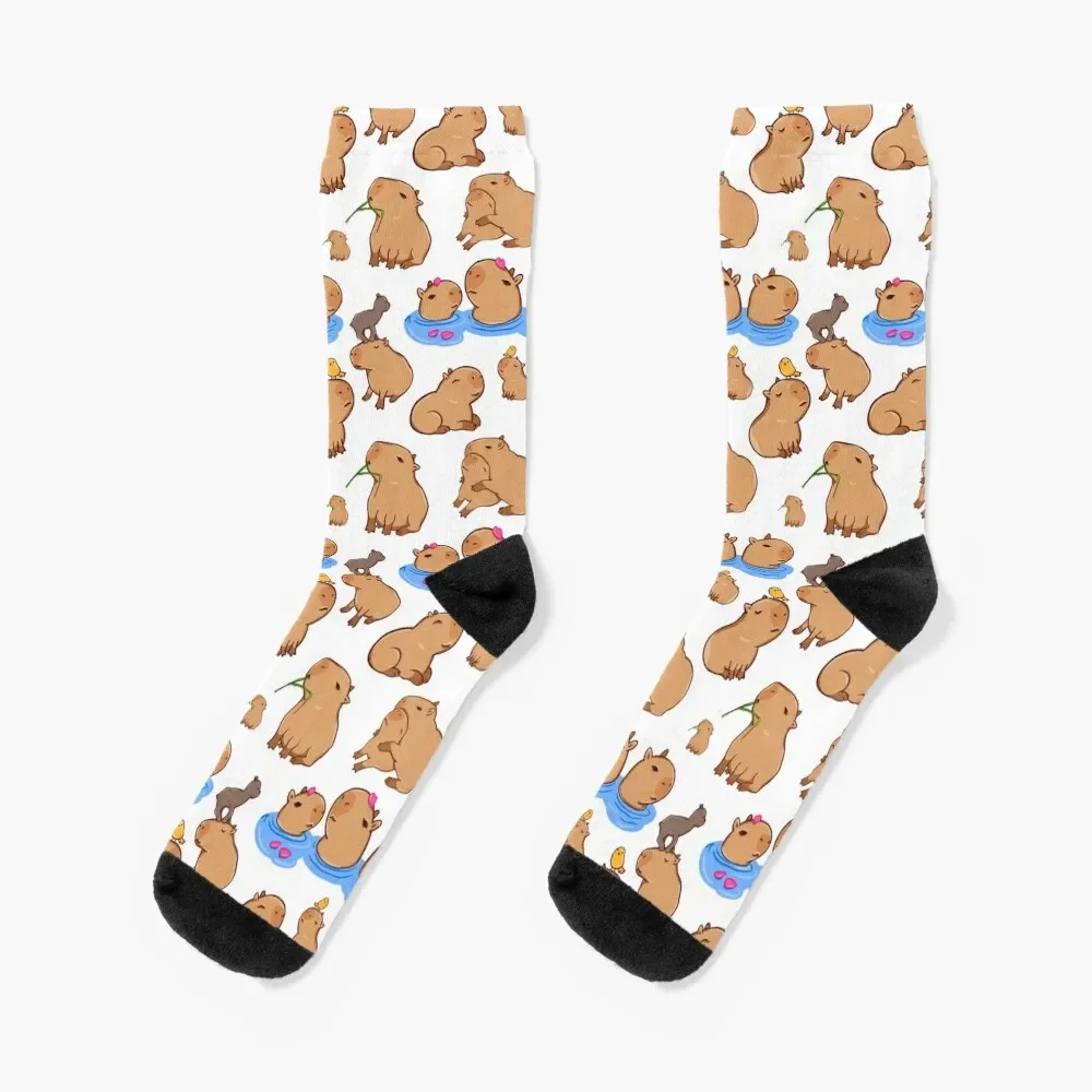 Capybara-Calcetines deportivos personalizados para hombre y mujer, conjunto de calcetines con patrón